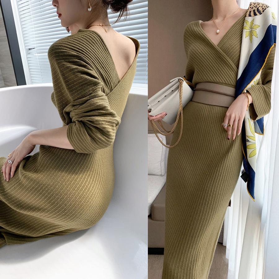 ワンピース | カシュクールニット韓国風