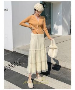 スカート | プリーツレディース ロング丈 マキシ 黒 グレー ベージュ ニット Aライン 秋冬コーデ 秋冬物 お出かけ デート 新着 普段着 旅行 女子会 新作 お呼ばれ