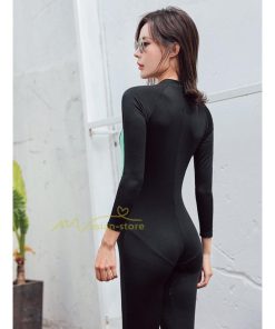 水着 | フィットネスレディース 競泳ワンピース スイムウェア オールインワン 練習用 キャップ付 長袖 トレーニング フィットネス 体系カバー スリムデザイン