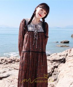 マキシ | ワンピース 長袖 春夏秋 レディース きれいめ ロング丈 カシュクール リゾート 花柄 体型カバー 着痩せ ゆったり エスニック レトロ 海 ビーチ リゾート 旅行