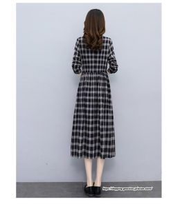 マキシ | チェックワンピース 秋ワンピース ロングワンピース 長袖ワンピース レディース ワンピース 秋物 ミモレ丈 スリム 大人 長袖 チェック柄 リボン付き 30代