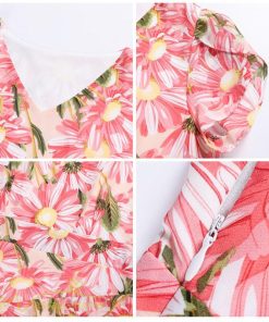 ミディアム | ワンピース レディース Vネック 半袖 花柄 おしゃれ Aライン ミディアムワンピース 着やせ エレガント 大きいサイズ 上品 膝丈 20代 30代 大人 40代