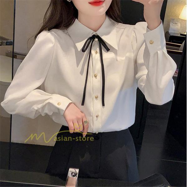 シャツ・ブラウス | ブラウス レディース きれいめ 40代 春夏秋新作 オシャレブラウス リボンネック 長袖トップス 大人 通勤OL 韓国ファッション ゆったり 50代 通学 シャツ30代
