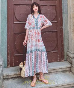 マキシ | ワンピース ロングワンピース エスニックワンピース コットン リゾートワンピース ワンピ 半袖 大人 夏 ゆったり リゾート お出かけ 普段使い きれいめ