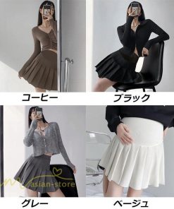 スカート | マタニティレディース ミニ夏 サマー マタニティウェア きれいめ プリーツ可愛い ママ おしゃれ 韓国風 無地 ウエスト調整 上品