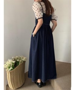 マキシ | デニムワンピース キャミソールワンピース ロングワンピース キャミワンピース レディース ワンピ 後ろゴム・キャザーデザイン 30代40代50代 可愛い 大人