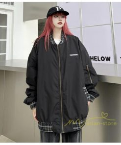 コート・ジャケット | ブルゾン レディース 秋 アウター ジャケット ジャンパー 上着 羽織り Oversize スタジャン メンズ 男女兼用 大きいサイズ 切り替え スタンドカラー