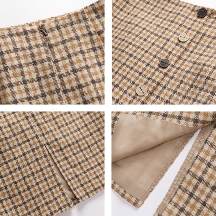 ひざ丈スカート | ハイウエスト ペンシルスカート 膝丈 チェック柄 スカート 秋冬 ミディアム丈 レディース タイトスカート