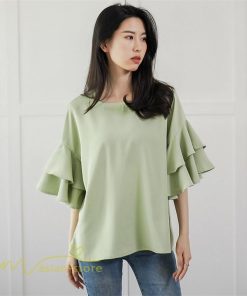 シャツ・ブラウス | ブラウス レディース  6色 きれいめ 40代 春秋 上品 無地 ブラウス 半袖 ゆったり オシャレ 韓国風 通勤 30代 50代 大人 カジュアル お出かけ 着痩せ 夏物