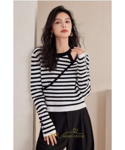 ニット・セーター | ニット トップス レディース セーター 長袖 体型カバー 30代 40代 50代 ボーダー柄 着痩せ お出かけ 送料無料 オシャレ 可愛い 着回し 部屋着 秋冬コーデ