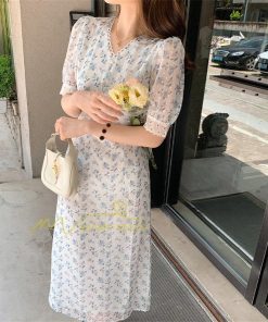 マキシ | ワンピース レディース 40代 膝丈ワンピース 春夏 半袖 通勤OL オシャレ結婚式ドレス Vネック 花柄ワンピース きれいめ お出かけ Aライン カジュアル 上品 2022
