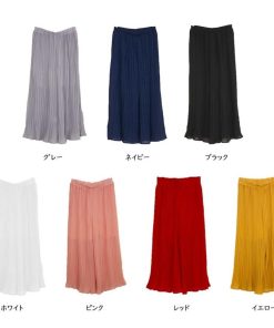 クロップドパンツ | エアリーシフォンガウチョパンツ フリル ミモレ丈 ワイドパンツ プリーツ パンツ
