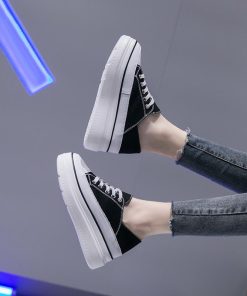 スニーカー | 厚底シューズ キャンバス厚底レディース レースアップ ラウンドトゥ 滑り止めソール ウォーキングシューズ スニーカー スポーツ