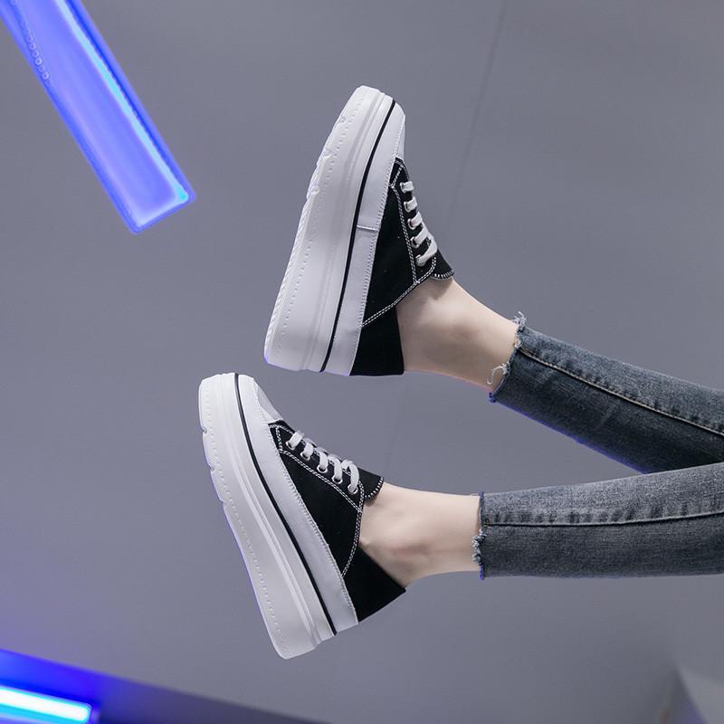 スニーカー | 厚底シューズ キャンバス厚底レディース レースアップ ラウンドトゥ 滑り止めソール ウォーキングシューズ スニーカー スポーツ