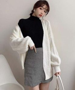 ニット・セーター | リブ ニットトップス タートルネック無地