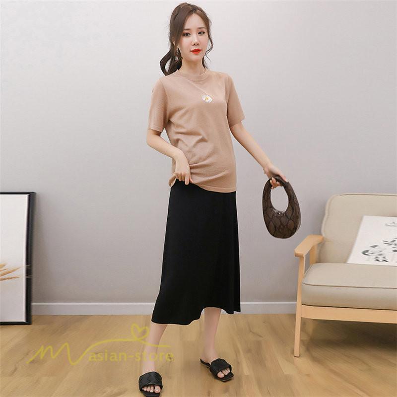 スカート | マタニティレディース Aラインロング丈 マタニティウェア 妊婦服 カジュアル 体型カバー 春 夏 ウエスト調整 ゆったり マタニティ