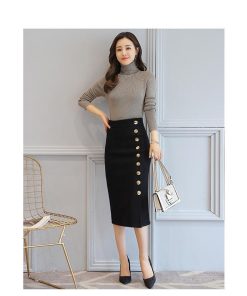 在庫ある | 短納期巻きスカート タイトスカート ハイウエスト 膝下丈スカート ビジネススカート フォーマルオフィス ラシャスカート エレガント 通勤 フェミニン OL 着痩せ