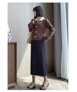 スカート | マタニティ秋 冬 レディース マタニティウェア 妊婦服 産前 産後 シンプル 無地 きれいめ リブニット ゆったり ハイウエスト ウエスト調整