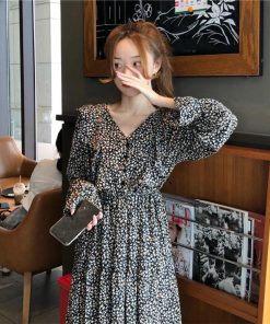 ワンピース | 花柄長袖 春服40代 フレアスカート ロング丈 シフォンワンピ きれいめ レディース 体型カバー