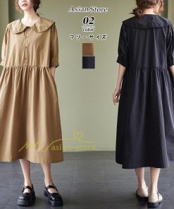 マキシ | 【大人風ロングワンピ】ワンピース レディース 夏 シンプル 無地 大人 通勤着 ロングワンピース ゆったり 20代30代40代 2022 お出かけ 着痩せ カジュアル 上品