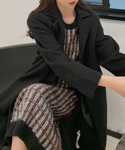 ワンピース | ニット袖異素材 パフスリーブ