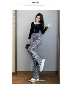 チノ・テーパード・ジョガー・スキニーパン | パンツ レディース フレアパンツ ロングパンツ ヒョウ柄 トレンド カジュアル ハイウエスト スキニーパンツ お出かけ おしゃれ トレンド かわいい 楽ちん