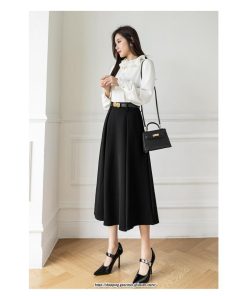 スカート | フレアロングロング丈 ミモレ丈 Aラインベルト付き 通勤 20代 30代 40代 50代 上品 コーデ 着痩せ 高見え 送料無料