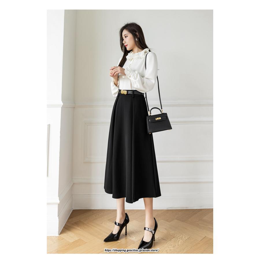 スカート | フレアロングロング丈 ミモレ丈 Aラインベルト付き 通勤 20代 30代 40代 50代 上品 コーデ 着痩せ 高見え 送料無料