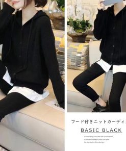 カーディガン | 韓国 ニットフード付き 秋