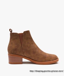 ショートブーツ | 大きいサイズ26.5cm レディース 上品 ブーツ 秋冬 春 チャンキーヒール 太ヒール シンプル 黒ブーツ ミドルヒール 大人 スリッポン ブーティー