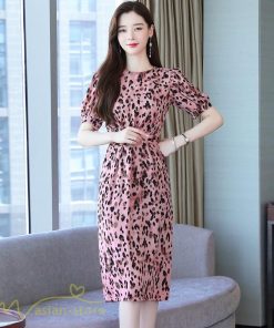 ミディアム | ワンピース レディース 着痩せ サマーワンピース 上品 カジュアルワンピース 上品 大きいサイズ 夏服 レオパード 20代 40代 30代 ミディアムワンピース 膝丈