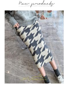 スカート | ロング 春秋冬 レディース ミモレ丈 ウエストゴム ハイウエスト Aライン 無地 きれいめ 大人 千鳥格柄 高見え 人気 SNS映え かっこいい 個性的