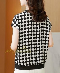 tシャツ・カットソー | Tシャツ トップス レディース 白トップス 40代 春夏 上品 半袖Tシャツ ブラウス カジュアル 韓国風 通勤 50代 ゆったりTシャツ カットソー 30代 チェック柄 OL