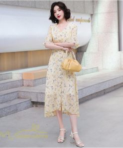 ミディアム | Aラインワンピース レディース ワンピース 着痩せ 上品 ハイウエスト サマーワンピース おしゃれ ゆったり Vネック 20代 30代 通勤 通学 お出かけ 40代 韓国風