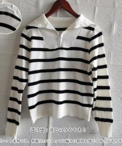 ニット・セーター | ハーフジップボーダー ニットプルオーバー