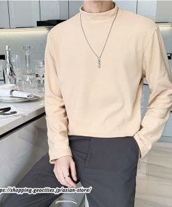 Tシャツ | メンズ トップス 秋冬 保温 無地 モックネック メンズスタイル 20代 30代 通勤 通学 着回し ビジネス 40代 長袖カットソー 冬 50代 コーデ 秋
