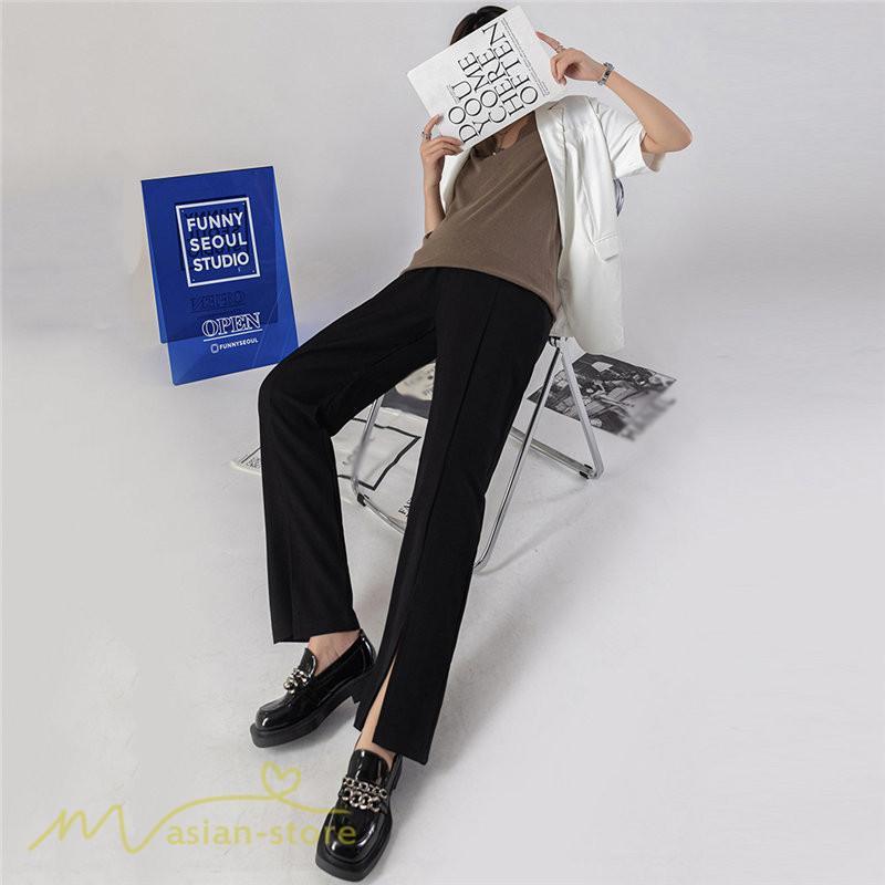 パンツ レギンス | マタニティパンツ ワイドパンツ 無地 妊婦服 おしゃれ ゆったり マタニティウェア パンツ 着痩せ 無地 サマーパンツ お出かけ 日常 ウエスト調整 裾口スリット