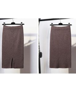 スカート | ニットタイトリブニット セクシー スリット レディース オフィス 膝丈 ミモレ丈 ロングストレッチ 柔らか シルエット 秋冬 大人