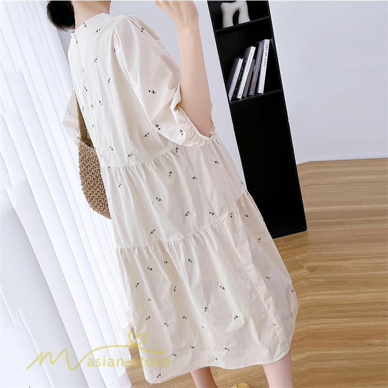 ワンピース | マタニティレディース 着痩せ 半袖 サマーマタニティウェア 上品 Aライン ゆる大きいサイズ お出かけ 韓国風 Vネック 妊婦服