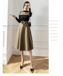 スカート | Aラインレディース 着痩せ 大人 カジュアル 秋冬コーデ 無地 40代 50代 大きいサイズ ひざ丈 膝丈 20代 ハイウエスト きれいめ 30代 大人