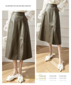 スカート | ロング秋冬 レディース フレア Aライン スリット 上品 フェミニン レザーかっこいい 通勤 OL キレイめ オフィス カジュアル