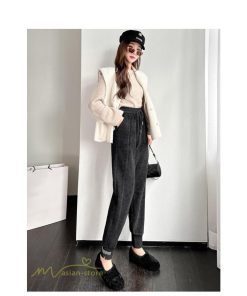 チノ・テーパード・ジョガー・スキニーパン | テーパードパンツ 厚手 裏起毛 レディース パンツ ロング丈 着痩せ ウエストゴム 秋冬コーデ 白 黒 おしゃれ ハイウエスト 暖かい 防寒 カジュアルパンツ
