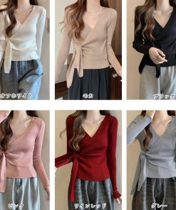 ニット・セーター | カシュクールリブニットトップス 大人秋服