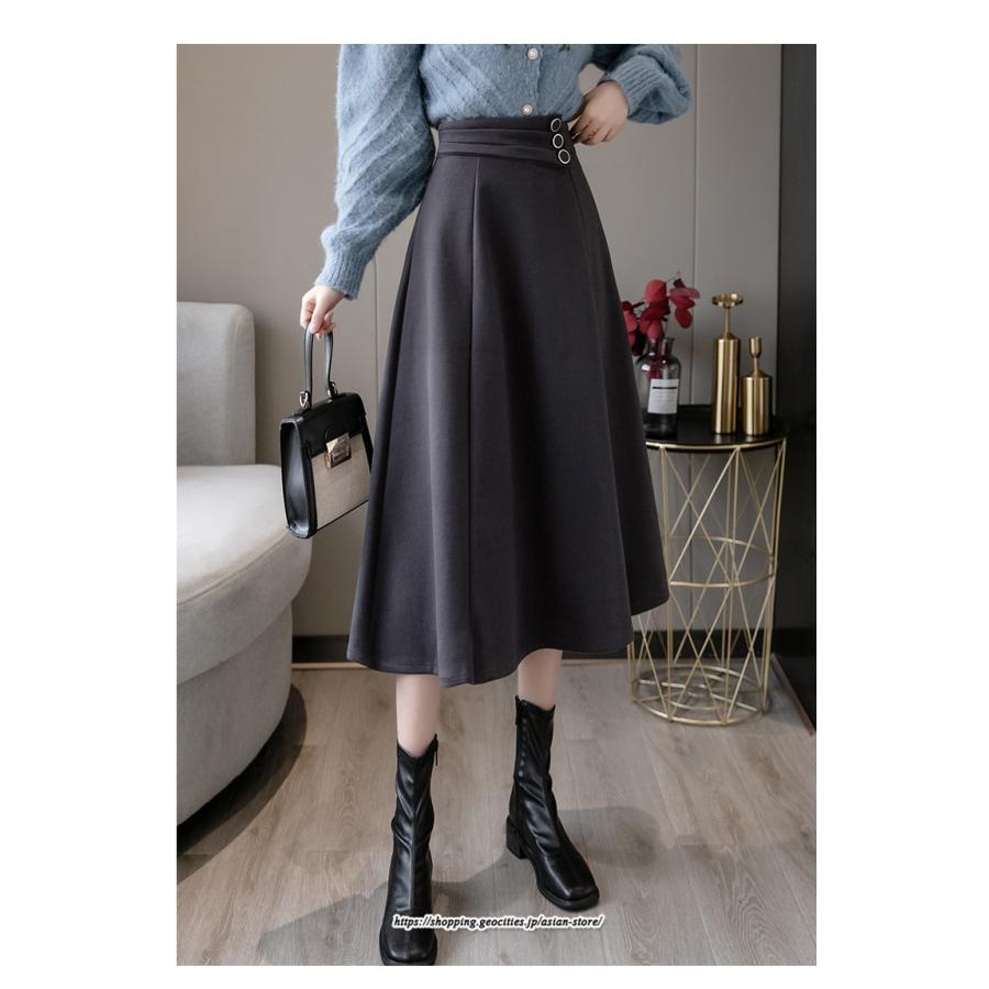 スカート | レディース ロング フレア Aライン 秋冬 送料無料 無地 きれいめ 30代 40代 50代 着やせ 上品 通勤 通学 秋冬 2022新作 キレイめ 暖か 通勤 ラシャ