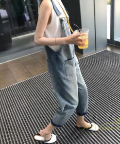 オーバーオール サロペット | サロペットパンツ オーバーオール デニム ゆったり ハイウエスト レディース カジュアル ヴィンテージ加工 無地 2020夏コーデ 復古風 デイリーコーデ