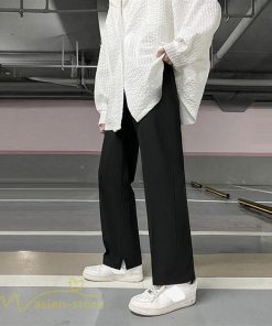 チノパン | ワイドパンツ メンズ 春 夏 秋 無地 アンクルパンツ 大きいサイズ ゆったり パンツ ガウチョパンツ 上品 裾口スリット 夏服 黒 体型カバー 着痩せ カジュアル