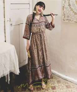 マキシ | レディース ワンピース 夏 秋 長袖ワンピ きれいめ 大人ワンピース Aライン ロングワンピース おしゃれ 大人 お呼ばれ 可愛い コットン レトロ 通勤