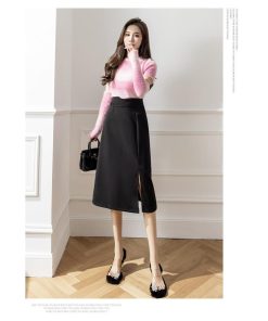 スカート | ロング 秋 秋服 レディース ボトムス ロングミモレ冬 スリット 無地 可愛い カジュアル 可愛い キレイめ オシャレ 着痩せ 韓国風