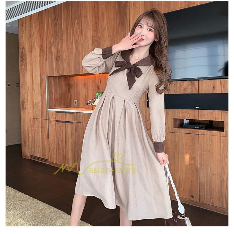 ミディアム | ワンピース レディース おしゃれ ロングワンピ 40代 50代 膝丈ワンピース 韓国風 着痩せ 大人可愛い 通勤 秋服 カジュアル 春夏 20代30代 レトロ風 上品 二次会