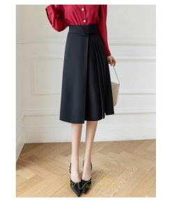 スカート | レディース ロング フレア 黒 Aライン 秋冬 ミモレ ハイウエスト 体型カバー キレイめ オシャレ フェミニン 着痩せ 通勤 お出かけ 可愛い 通学